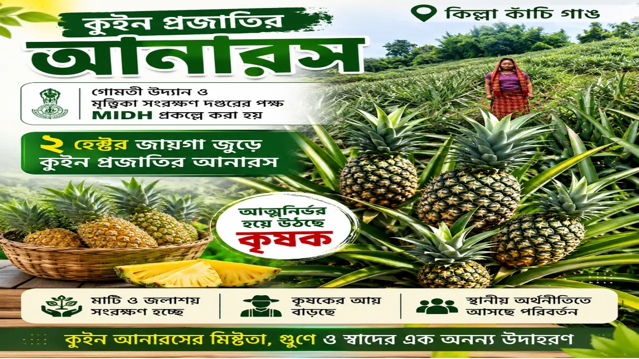 কুইন প্রজাতির আনারস । কিল্লা কাঁচি গাঙ।