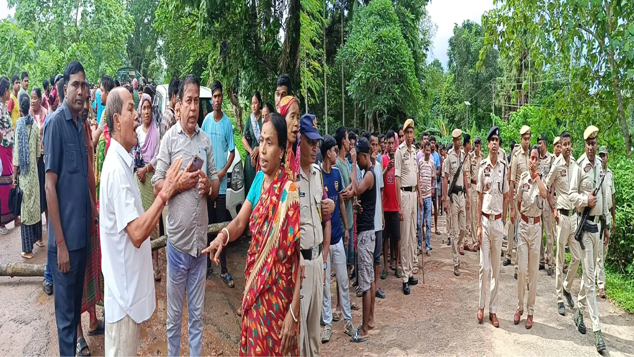 কাঁকড়াবন ধূপতলী বাজার এলাকায় সড়ক অবরোধে গ্ৰামবাসীদের উপর পুলিশের লাঠিচার্জ।