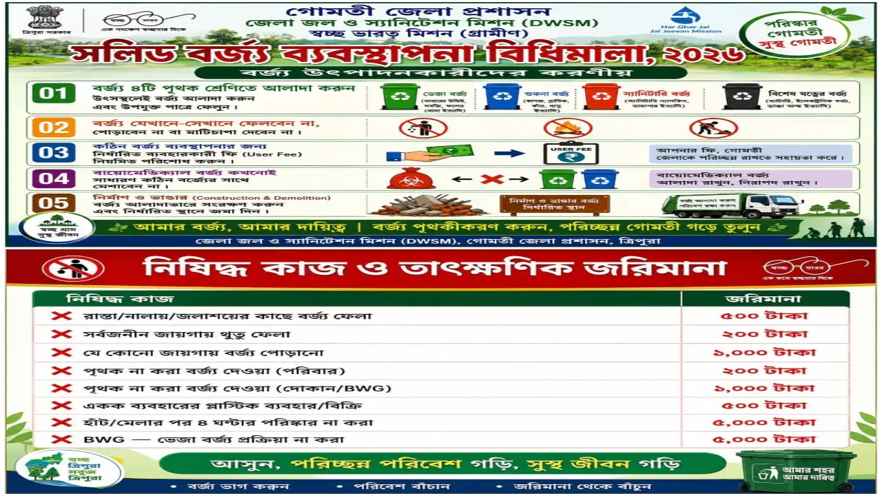 আমার বর্জ্য , আমার দায়িত্ব । বর্জ্য পৃথকীকরন করুন , পরিচ্ছন্ন গোমতী গড়ে তুলুন ।
