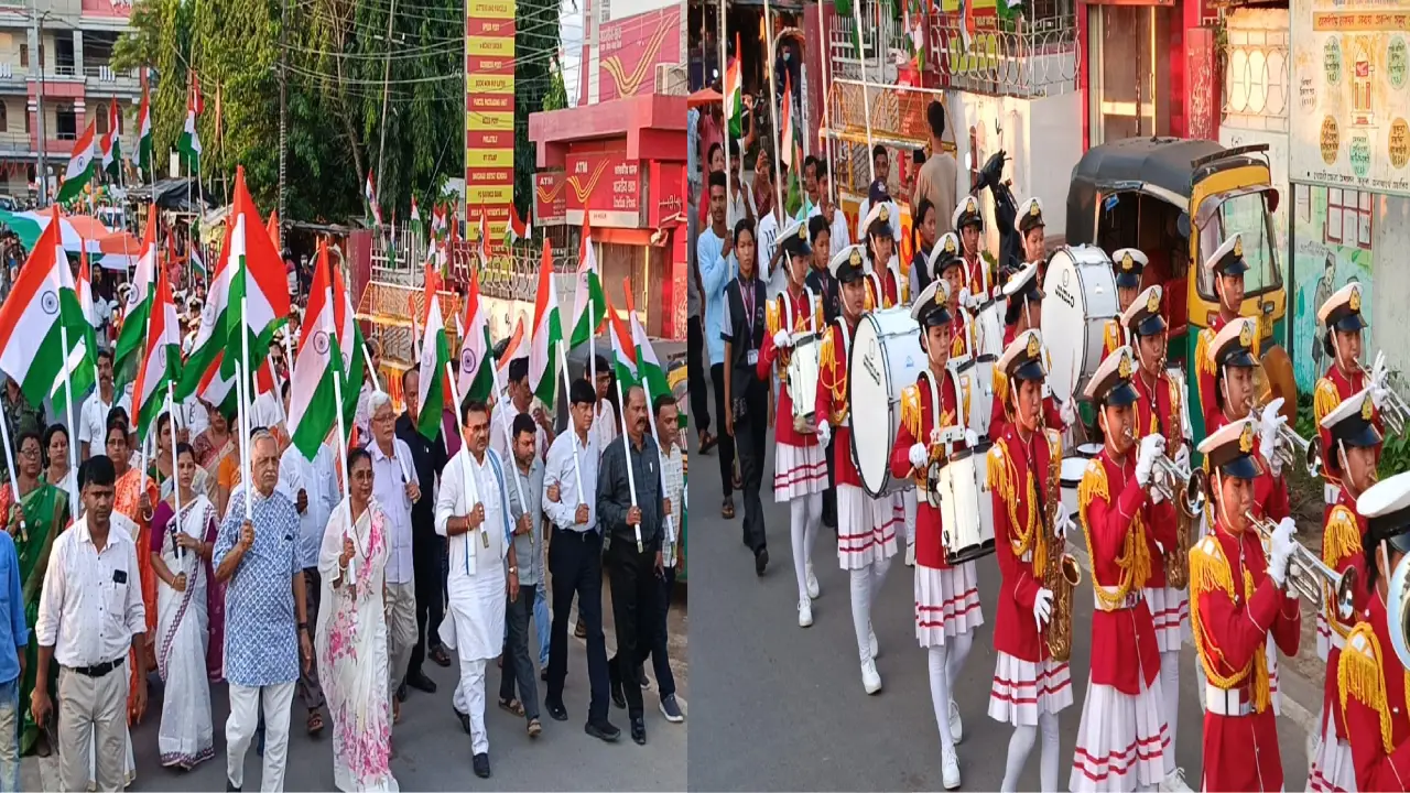 উদয়পুরের রাজপথে চোখধাঁধানো তিরঙ্গা রেলি, পড়ন্ত বিকেলে শহরজুড়ে দেখা গেল নজরকাড়া দৃশ্য