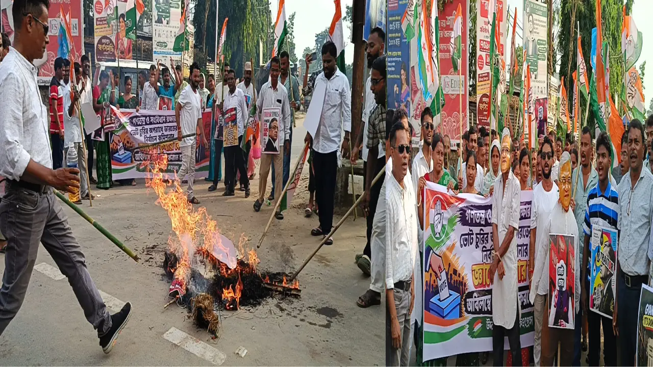 মুখ্য নির্বাচন কমিশনার জ্ঞানেশ কুমারের গ্রেপ্তারের দাবিতে , উদয়পুরের রাজপথে জেলা কংগ্রেসের গর্জন ।