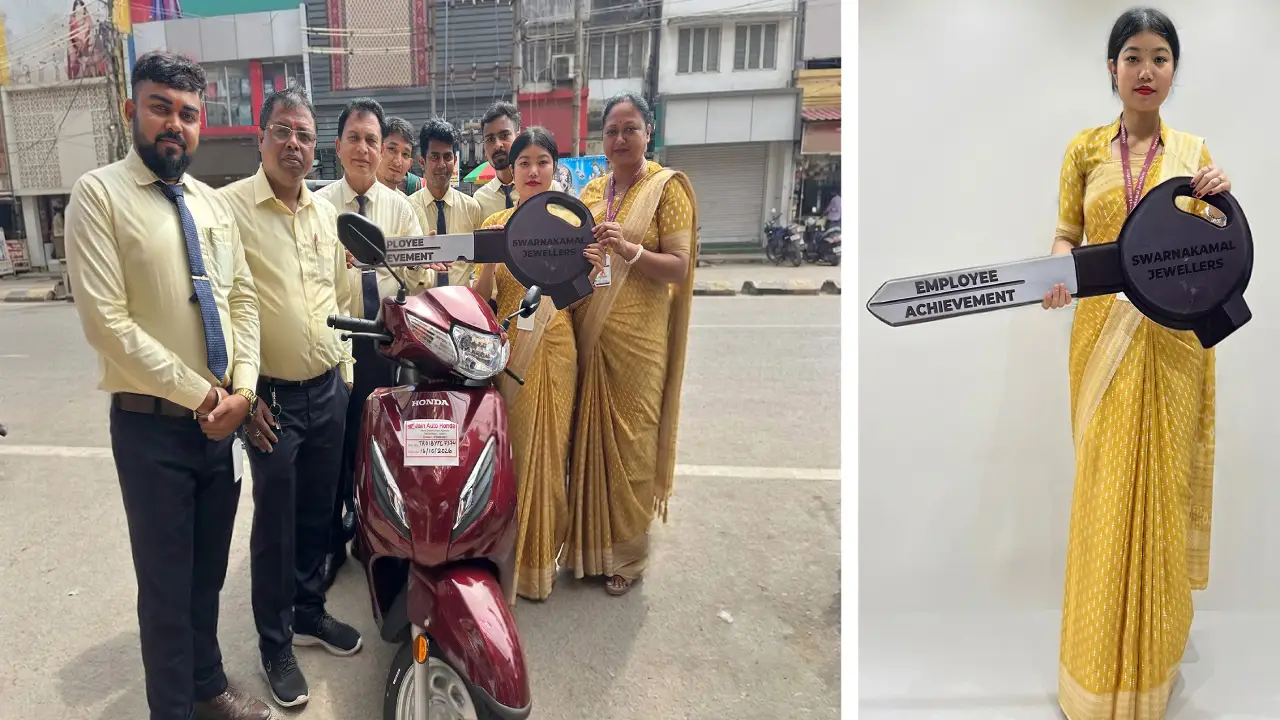 কর্মনিষ্ঠা ও অধ্যবসায়ের স্বীকৃতি: স্বর্ণকমল জুয়েলার্সের কর্মী বিউটি মারাক পেলেন হোন্ডা অ্যাক্টিভা স্কুটি