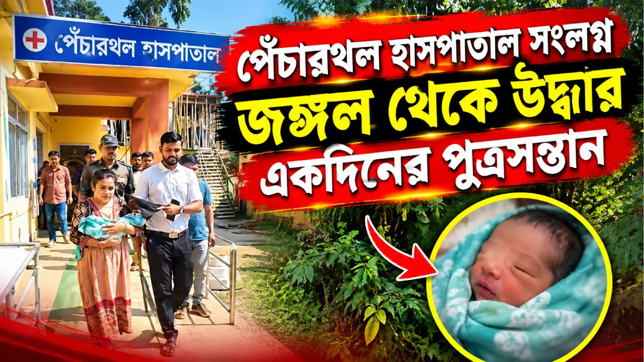 কুমারঘাট মহকুমার পেঁচারথল হাসপাতাল সংলগ্ন জঙ্গল থেকে উদ্ধার একদিনের নবজাতক পুত্রসন্তান।