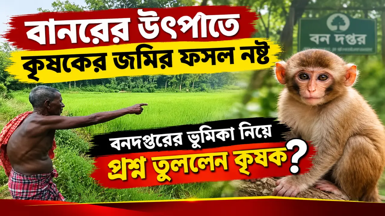 বানরের উৎপাতে কৃষকের জমির ফসল নষ্ট। বনদপ্তরের ভূমিকা নিয়ে প্রশ্ন তুললেন কৃষক ।