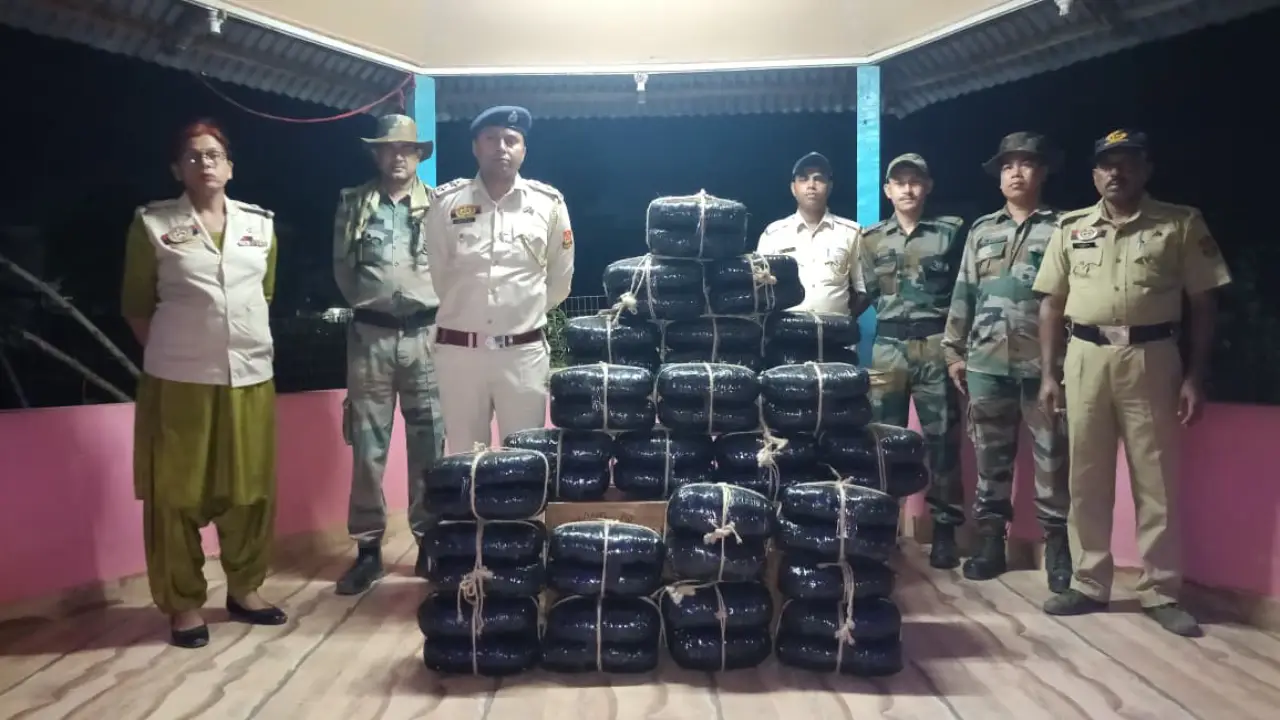 ১৮ লক্ষ টাকার ৪৫ প্যাকেট গাঁজা আটক করে পুলিশ ।